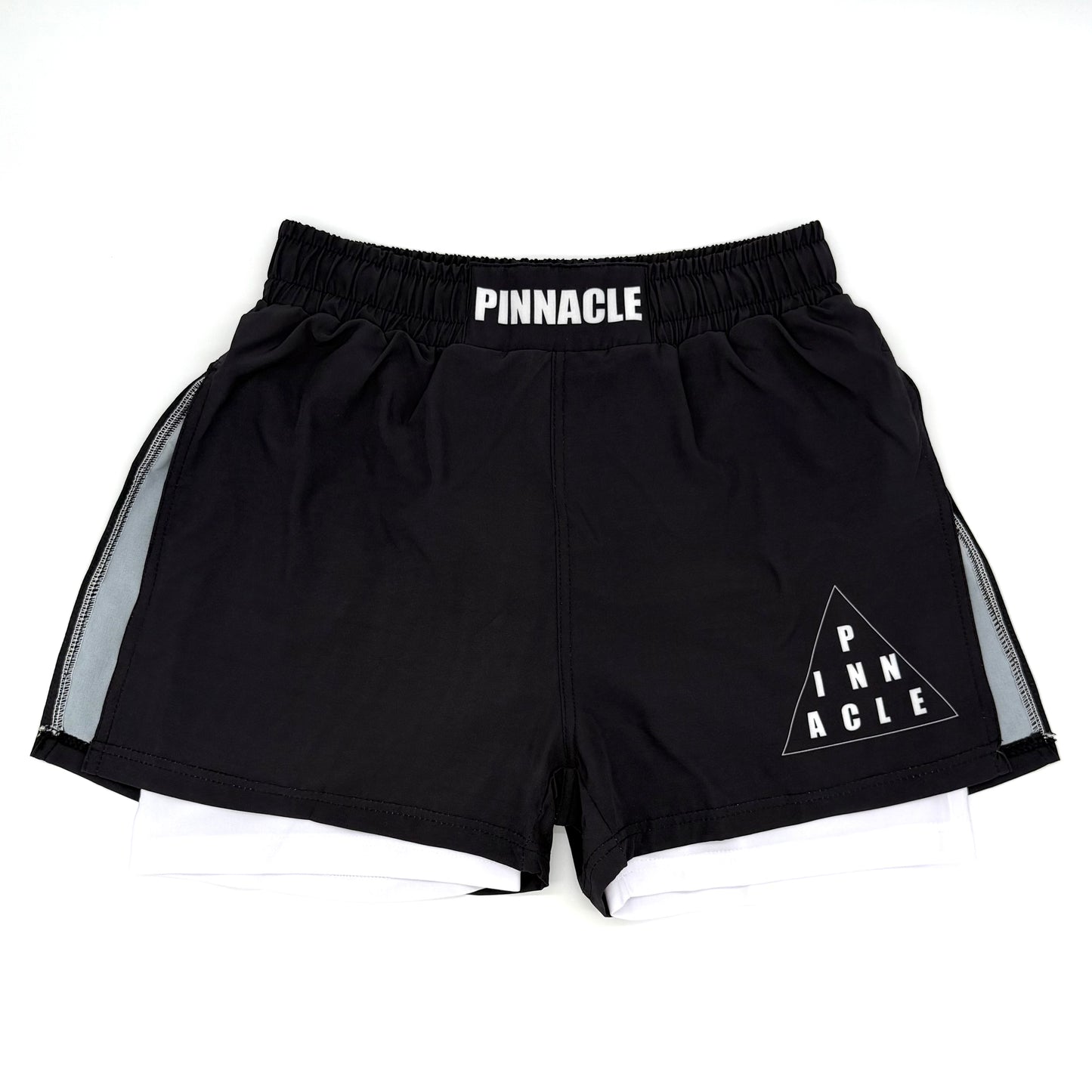Black high-slit gladiator MMA shorts front view