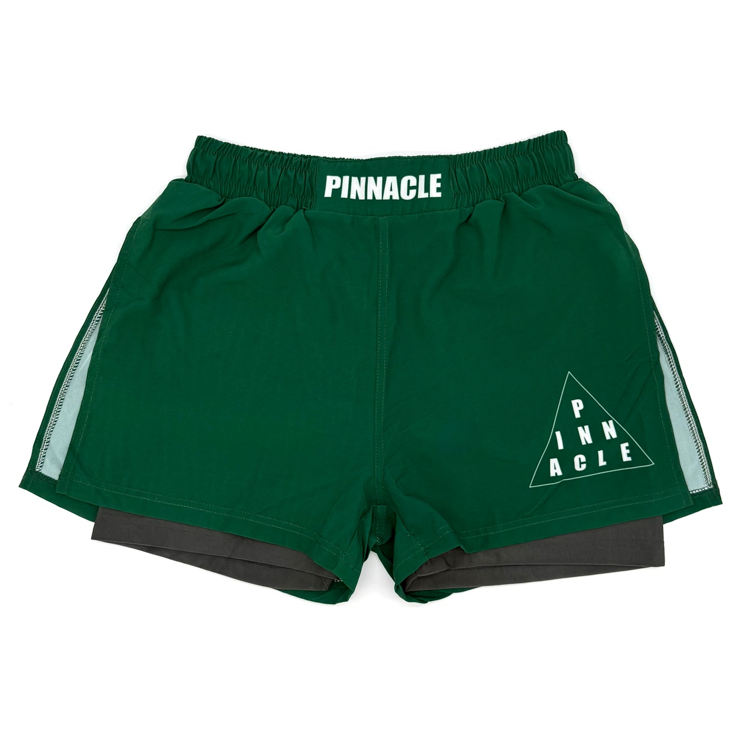 Green high-slit gladiator MMA shorts front view
