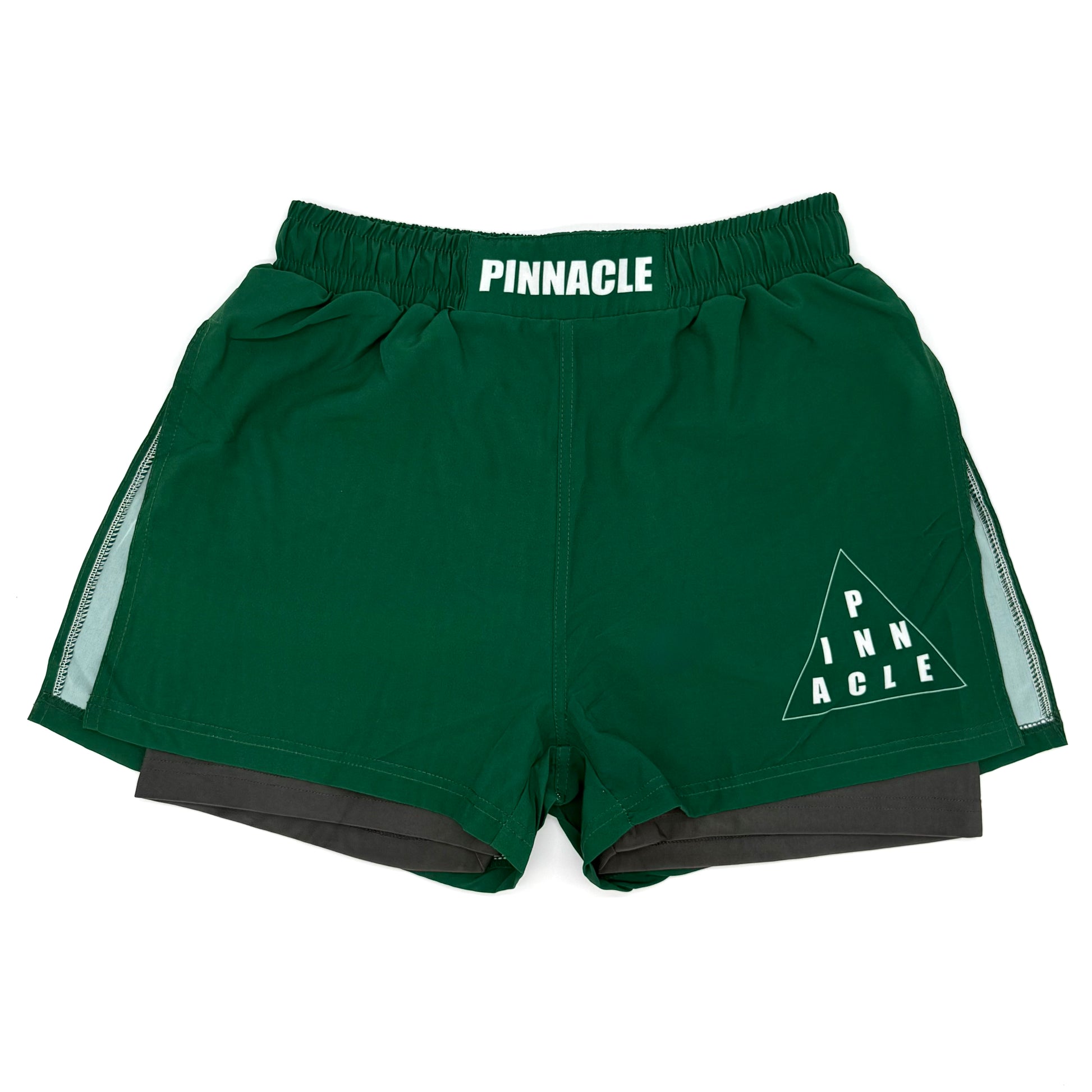Green high-slit gladiator MMA shorts front view